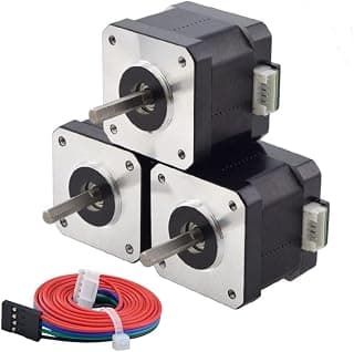 STEPPERONLINE Nema 17 Stepper Motor Bipolar 1.5A 42Ncm 42x42x38mm 1.8deg 4 Wires with 1m Cable and Connector (3 Pack)