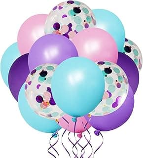 50 Pack Mermaid Party Balloons 12 Inch Light Purple Dark Purple Pink Blue Latex Balloons &