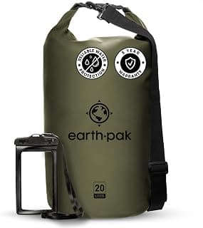 Earth Pak Waterproof Dry Bag - Roll Top Waterproof Backpack Sack Keeps Gear Dry for Kayaking, Beach, Rafting, Boating, Hiking, Camping and Fishing with Waterproof Phone Case