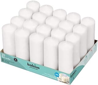 Bolsius White Pillar Candles – 2x6 Unscented Candle Set of 20 – Dripless, Smokeless, and C