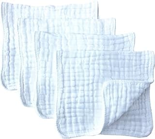 Synrroe Muslin Burp Cloths 4 Pack Large 20" by 10" 100% Cotton 6 Layers Extra Absorbent an