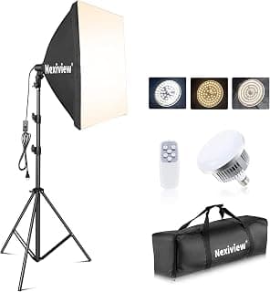 Softbox Photography Lighting Kit, 27" x 27" Continuous Lighting Kit with 3 Color Temperatu