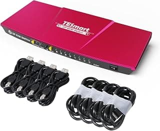 TESmart KVM Switch DisplayPort, 4 Port KVM Box, UHD 4K@60Hz RGB 4:4:4, USB 2.0 Hub, Hotkey