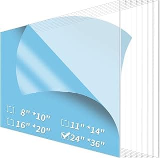 Art3d 5-Pack of 24×36" PET/Plexiglass Sheets, Transparent Clear Flexible Plastic Sheet Pan