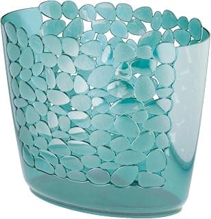 mDesign Plastic Slim Oval 2 Gallon Trash Can Wastebasket Garbage Bin - Decorative Themed B