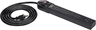 Amazon Basics Rectangular 6-Outlet Surge Protector Power Strip, 6-Foot Long Cord, 790 Joul