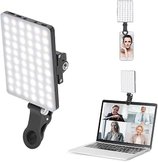 Newmowa 60 LED High Power Rechargeable Clip Fill Video Light with Front & Back Clip, Adjusted 3 Light Modes for Phone, iPhone, Android, iPad, Laptop, for Makeup, TikTok, Selfie, Vlog, Video Conference