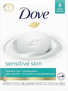Dove Beauty Bar More Moisturizing Than Bar Soap for Softer Skin, Fragrance Free, Hypoaller
