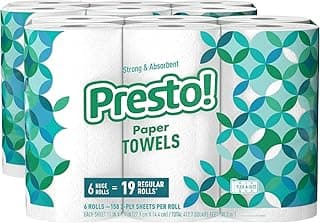 Amazon Brand - Presto! Flex-a-Size Paper Towels, 158 Sheet Huge Roll, 12 Rolls (2 Packs of