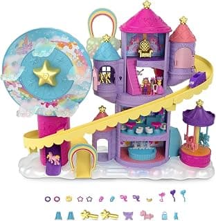 Polly Pocket Dolls & Playset, Rainbow Funland Theme Park with 2 Unicorns, Polly & Shani Do
