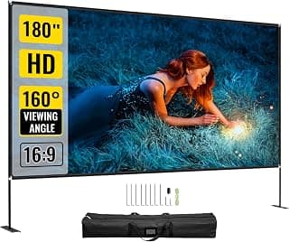 VEVOR Movie Screen with Stand 180inch Portable Projector Screen 16:9 4K HD Wide Angle Outd