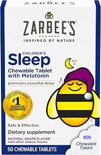 Zarbee's Kids 1mg Melatonin Chewable Tablet Drug-Free & Effective Sleep Supplement Easy to