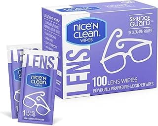 Nice 'n Clean SmudgeGuard Lens Cleaning Wipes (100 Total Wipes) | Pre-Moistened Individual