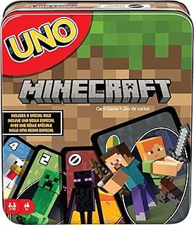 Mattel Games UNO Minecraft Card Game for Family Night with Minecraft-Themed Graphics in a Collectible Tin for 2-10 Players (Amazon Exclusive)