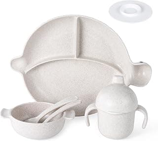 MISS BIG Toddler Plates,Baby Led Weaning Supplies 7Pcs,Baby Plates with Suction,Bowl,Cup,S