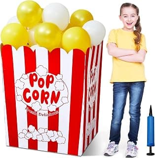 Giant Popcorn Box with Balloons and Balloons Pump Large Cardboard Popcorn Display Stand Po