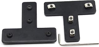 Befenybay 2PCS Black T-Shape Corner Bracket Plate with 8PCS M4 Screws and 8 PCS M4 T-Nuts, 4-Hole Outside Joining Plate for 2020 Series Aluminum Profile 3D Printer Frame