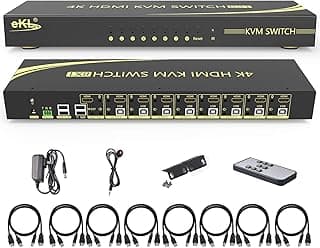 eKL KVM Switch, 8 Port v2.0 HDMI KVM Switch Supports Hotkeys Swapping 4K@60Hz 4:4:4 1080p 