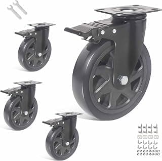 Casters Set of 4, 6 Inch Heavy Duty Caster Wheels,3000lbs Swivel Industrial Casters with B