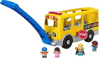 Fisher-Price Little People Big Yellow Bus, musical push and pull toy with Smart Stages for