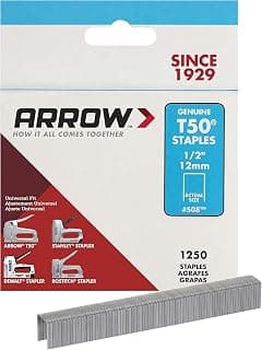 Arrow 508 Heavy Duty T50 1/2-Inch Staples for Upholstery, Construction, Furniture, Crafts,