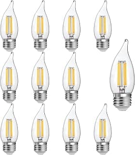 ALAMPEVER Dimmable 12-Pack CA11 Candelabra LED Light Bulb, 4.5W (60W Equivlant) LED Chande