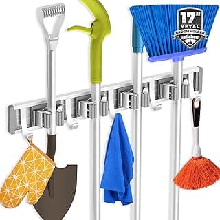 reliahom Broom Holder Mop Hanger Wall Mount Metal Organization Garage Storage System Garde