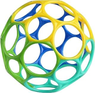 Bright Starts Oball Easy Grasp Classic Ball Infant Toy in Blue/Green, Age Newborn and up, 4 Inches