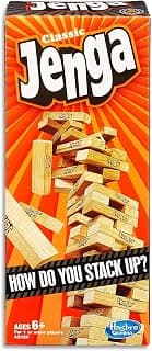 Hasbro Jenga Classic Game with Genuine Hardwood Blocks,Stacking Tower Game for 1 or More Players,Kids Ages 6 and Up