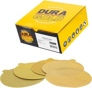 Dura-Gold Premium 80, 150, 220, 320, 400 Grit 6" Gold PSA Sanding Discs, 10 Each, 50 Total - Self Adhesive Stickyback Sandpaper Discs for DA Sander, Sand Automotive Car Paint, Woodworking Wood, Metal