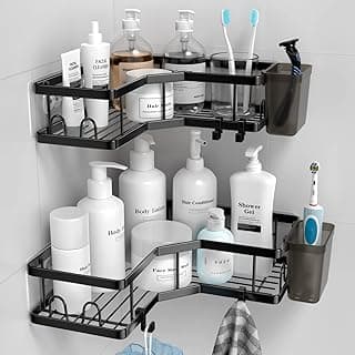 Corner Shower Caddy, 2 Pack Adhesive Shower Corner Organizer Shelves, No Drilling Stainles