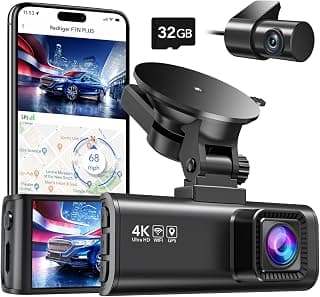 Dash Cam Front Rear, 4K/2.5K Full HD Dash Camera for Cars, Free 32GB SD Card, Built-in Wi-