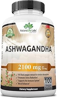 Organic Ashwagandha 2,100 mg - 100 Vegan Capsules Pure Organic Ashwagandha Powder and Root