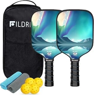 Pickleball Paddles, USAPA Approved Pickleball Paddles Set of 2, Fiberglass Surface Pickleball Set, 1 Pickleball Bag, 2 Cooling Towels&4 Pickleball Balls, 0.5IN Thicker Polypropylene Core