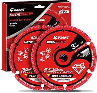 EZARC Diamond Cutting Wheel 3 x 3/8 Inch for Metal, Cut Off Wheel with 5000+ Cuts on Rebar, Steel, Iron and INOX, 2 Pack
