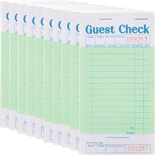Stock Your Home Green Guest Check Books for Servers (10 Pack) Server Note Pads, Waiter Checkbook, Food Receipt Book, Restaurant Order Pad, Paper Checks, Waitress Accessories, 500 Total Tickets