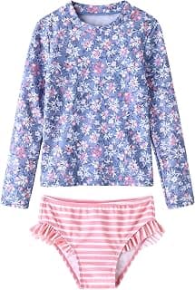 Toddler and Little Girls Rash Guard Sets with Bikini Bottoms Swimwear