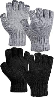 2 Pairs Thickened Cashmere Warm Half Finger Gloves Winter Knitted Fingerless Gloves for Me