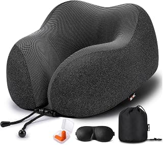 MLVOC Travel Pillow 100% Pure Memory Foam Neck Pillow, Comfortable & Breathable Cover, Mac