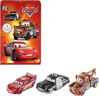 Mattel Disney Cars Toys, Radiator Springs 3-Pack of Die-Cast Toy Cars & Trucks with Lightn