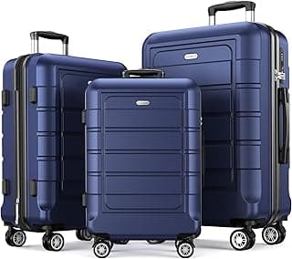 Luggage Sets Expandable PC+ABS Durable Suitcase Double Wheels TSA Lock Blue