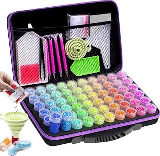 Diamond Painting Storage Boxes, 60 Slots Bead Storage with 5D Diamond Art Accessories and 