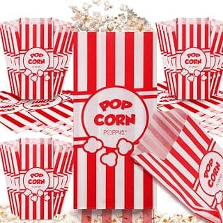 Paper Popcorn Bags - 200 1oz Concession-Grade Bags, Popcorn Machine Accessories for Popcorn Bars, Movie Nights, Concessions