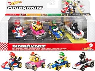 Hot Wheels Mario Kart Characters and Karts as Hot Wheels Die-Cast Toy Cars 4-Pack (Amazon 