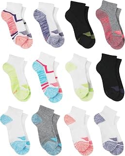 Girls' Cool Comfort Ankle, 12-Pair Pack Fashion Liner Socks