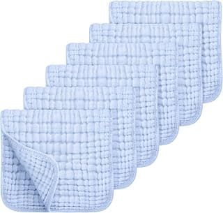 Looxii Muslin Burp Cloths 100% Cotton Muslin Cloths Large 20''x10'' Extra Soft and Absorbent 6 Pack Baby Burping Cloth for Boys and Girls (Blue)