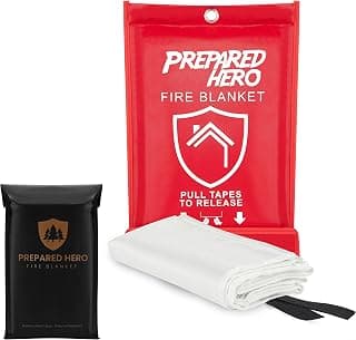 Prepared Hero Emergency Fire Blanket - 1 Pack - Fire Suppression Blanket for Kitchen, 40” x 40” Fire Blanket for Home, Fiberglass Fire Blanket