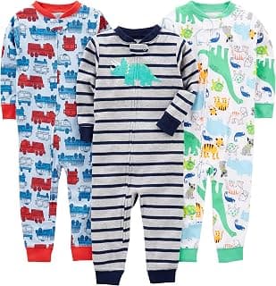 Simple Joys by Carter's Toddlers and Baby Boys' Snug-Fit Footless Cotton Pajamas, Pack of 3