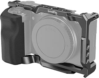 SMALLRIG ZV-E10 Cage with Silicone Handle and Built-in Threaded Holes, Cold Shoe and Quick Release Plate for Sony ZV-E10-3538