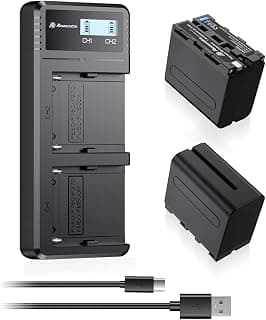 Powerextra 2 Pack Replacement Sony NP-F970 Battery and Fast Charger Dual USB for NP-F930 NP-F950 NP-F960 NP-F550 NP-F530 NP-F330 NP-F570 handycams